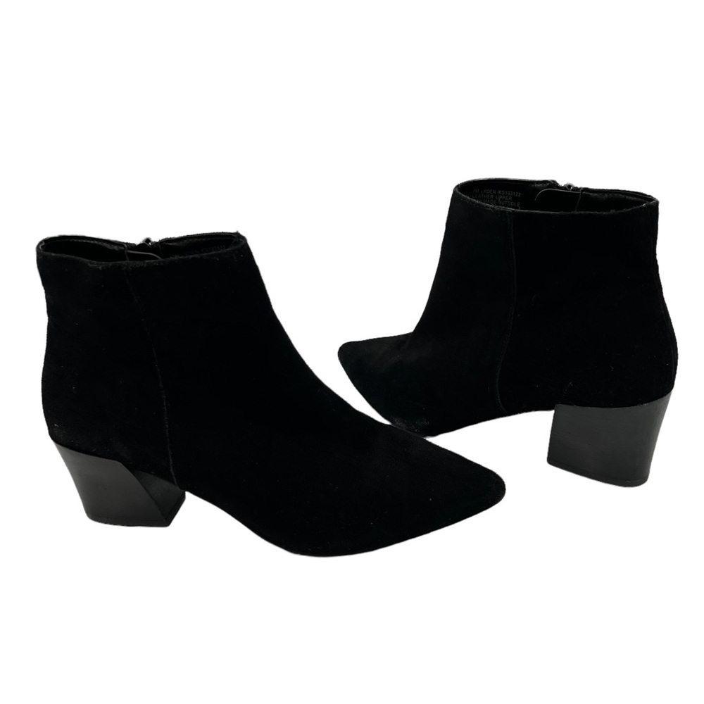 Kensie Black Suede Lyden Pointed Toe Block Heel Ankle Boots Size 7 Women’s